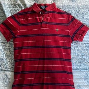 Ralph Lauren Red and Blue Striped Polo Shirt
